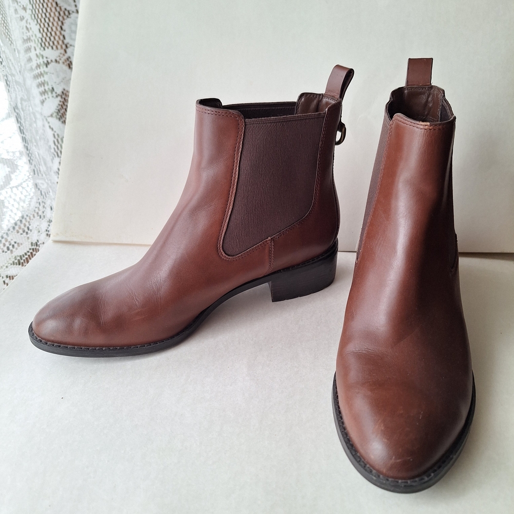 Cole Haan Waterproof Brown Leather Newburg Chelsea Boots Booties - Picture 11 of 13